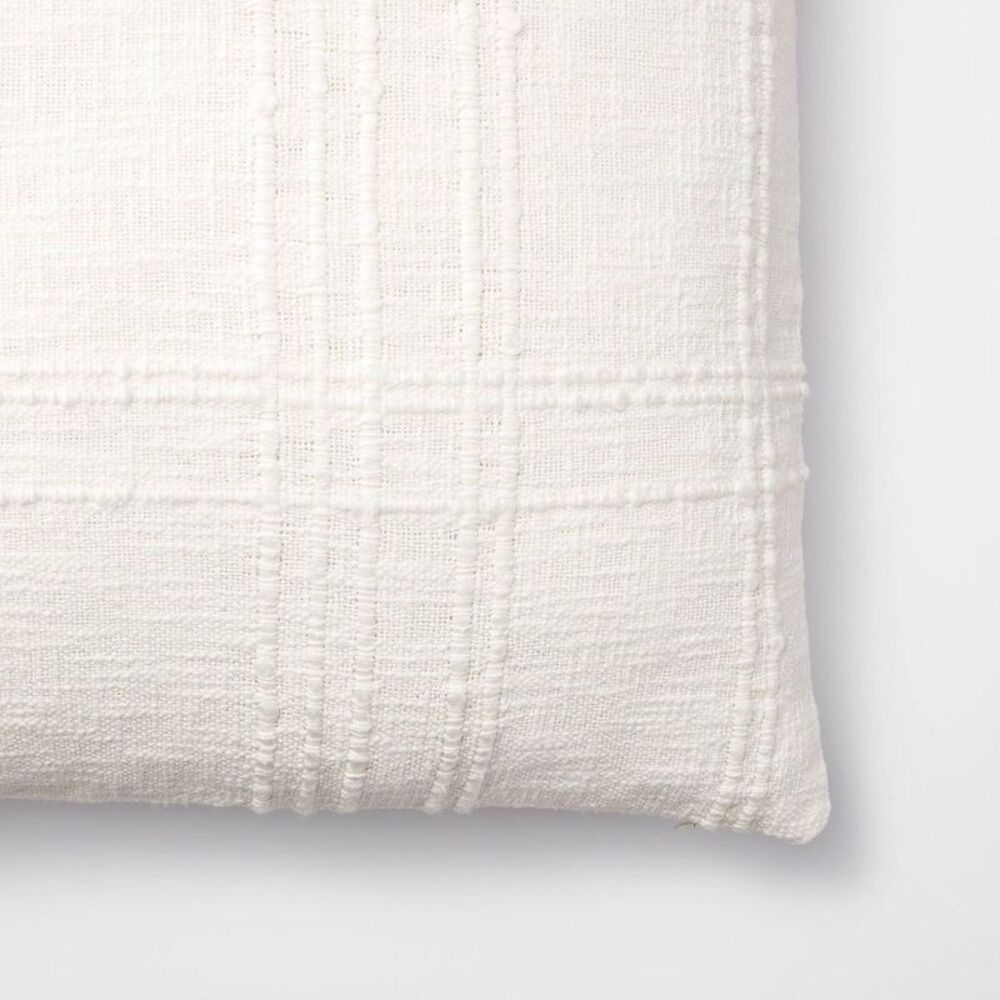 Open Box - Euro Texture Tonal Plaid Decorative Throw Pillow O Off White - Picture 3 of 4